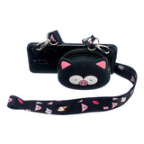 For Redmi 8/Redmi 8A Case Mobile Phone Shell Shockproof Cellphone TPU Cover with Cartoon Cat Pig Panda Coin Purse Lovely Shoulder Starp  Black