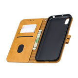 For HUAWEI Y5 2019 Denim Pattern Solid Color Flip Wallet PU Leather Protective Phone Case with Buckle & Bracket yellow