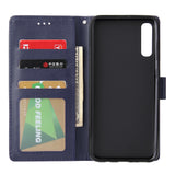For Samsung A70 Wallet-type PU Leather Protective Phone Case with Buckle & 3 Card Position blue