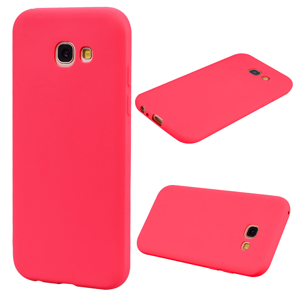 for Samsung A5 2017 Cute Candy Color Matte TPU Anti-scratch Non-slip Protective Cover Back Case red