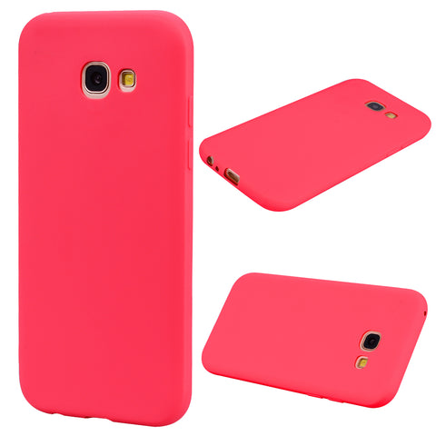 for Samsung A5 2017 Cute Candy Color Matte TPU Anti-scratch Non-slip Protective Cover Back Case red