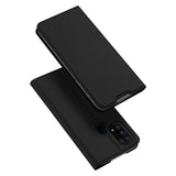 DUX DUCIS For Samsung M31 Leather Mobile Phone Cover Magnetic Protective Case Bracket with Cards Slot black