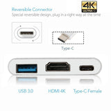 USB Type C Hub HDMI 4K Adapter USB-C to Converter with 3.0 USB and 3.1 Charging Port for Retina MacBook Silver
