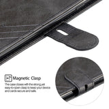 For Samsung A10S A20S Solid Color Denim Texture Front Clasp Bracket Leather Mobile Phone Cover black