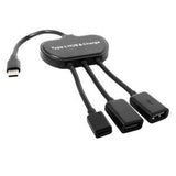 UC-123 Type-C to Dual Ports USB2.0 HUB Adapter Charging USB-C for Mobile Phone Laptop black
