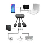 UC-123 Type-C to Dual Ports USB2.0 HUB Adapter Charging USB-C for Mobile Phone Laptop black